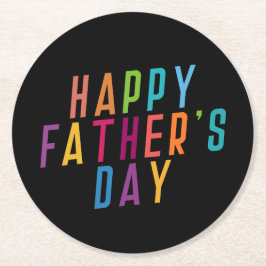 Porta-copo De Papel Redondo Tipografia simples e feliz do Dia de os pais | POR