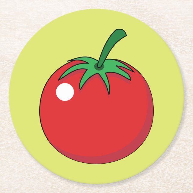 Porta-copo De Papel Redondo Tomate Vermelho (Frente)
