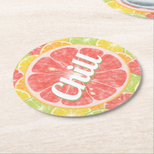 Porta-copo De Papel Redondo Toranja Citrus Slices Chill