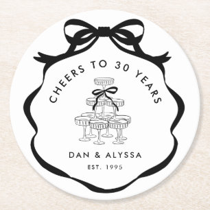 Porta-copo De Papel Redondo Torre de champanhe do Arco de coquete preto torre 