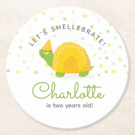 Porta-copo De Papel Redondo Tortoise, amarelo verde, aniversário infantil