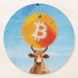 Porta-copo De Papel Redondo Touro Resiliente Bitcoin