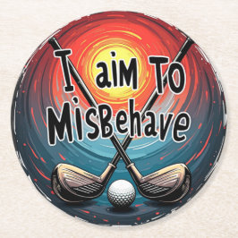 Porta-copo De Papel Redondo Trendy Golf Humor com Clubs e Ball