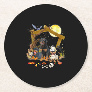 Porta-copo De Papel Redondo Três Cães Rottweiler - Presente de Halloween