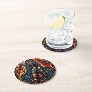 Porta-copo De Papel Redondo Tributo Vibrante à Coragem em Arte de Combate a Fo