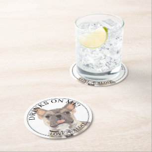 Porta-copo De Papel Redondo Tricolor Frenchie Bulldog Personalizado