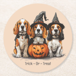 Porta-copo De Papel Redondo Truque Ou Tratar Cães De Beagle Halloween