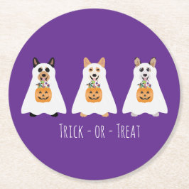Porta-copo De Papel Redondo Truque Ou Tratar Cães Fantasmas De Corgi Halloween