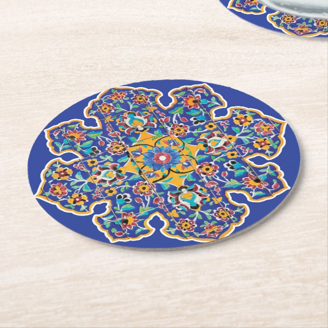 Porta-copo De Papel Redondo Turquesa persa (Angulado)