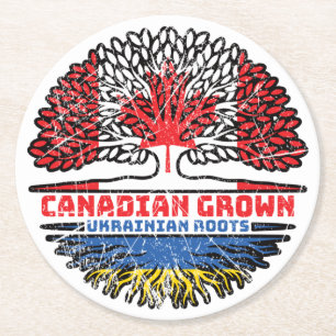 Porta-copo De Papel Redondo Ucrânia Canadá, Canadá, Canadá, Bandeira de Raízes