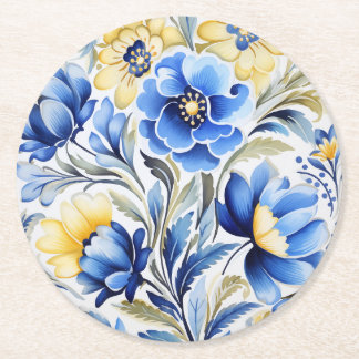 Porta-copo De Papel Redondo Ukrainian folk art pattern