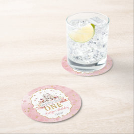 Porta-copo De Papel Redondo Um coelho está virando um primeiro aniversario