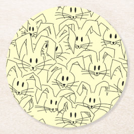 Porta-copo De Papel Redondo Um monte de Bunnies em amarelo - padrão sem costur