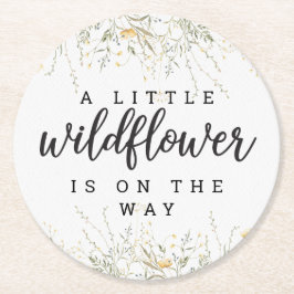Porta-copo De Papel Redondo Um Pequeno Chá de fraldas Amarelo De Flor Selvagem