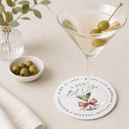 Porta-copo De Papel Redondo Um Pouco Mais Velho Martini Laço Rosa Aniversário