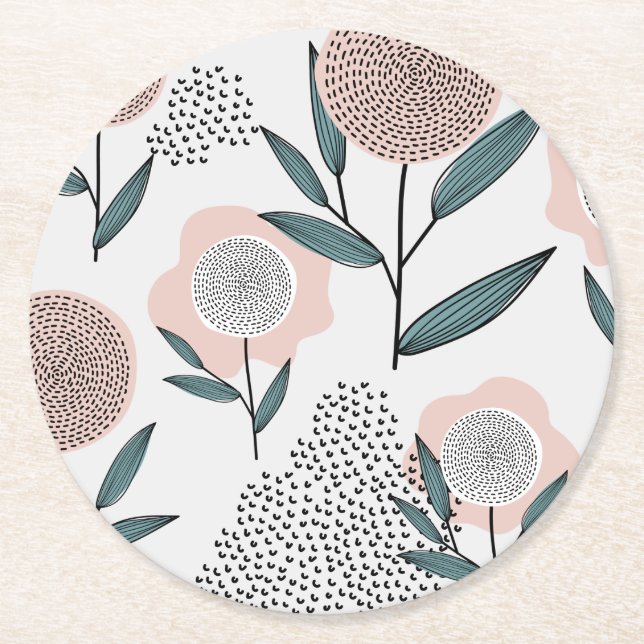 Porta-copo De Papel Redondo Um rosa (Frente)