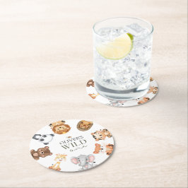 Porta-copo De Papel Redondo Um safari selvagem no primeiro aniversário