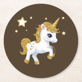 Porta-copo De Papel Redondo Unicórnio mágico