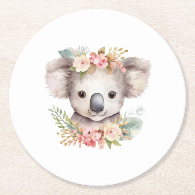 Porta-copo De Papel Redondo Urso Koala Australiano (Frente)