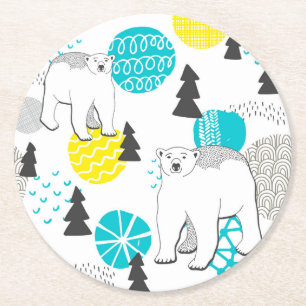 Porta-copo De Papel Redondo Urso polar