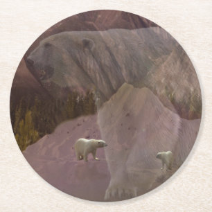 Porta-copo De Papel Redondo Urso Polar Montanha, Mug De Café De Dois Tonelada