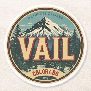 Porta-copo De Papel Redondo Vail colorado vintage esqui neve inverno ao ar liv