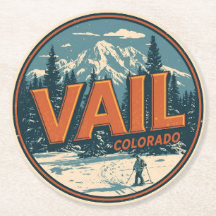 Porta-copo De Papel Redondo Vail colorado vintage esqui neve inverno ao ar liv