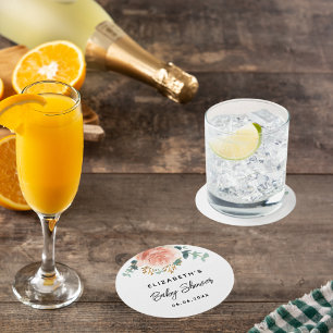 Porta-copo De Papel Redondo vegetação chá de fraldas de flores de ouro