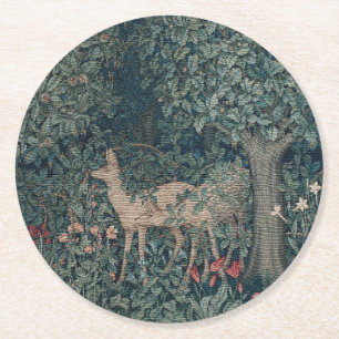 Porta-copo De Papel Redondo Vegetação, Tapeçaria da Era Vitoriana por Henry De