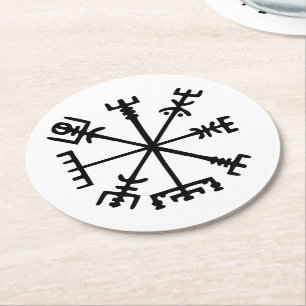 Porta-copo De Papel Redondo Vegvísir (compasso de Viking)