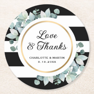 Porta-copo De Papel Redondo Verde-preto-branco-liso Eucalyptus