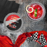 Porta-copo De Papel Redondo Vermelha | Black Go Kart Racing Birthday<br><div class="desc">Corrida para comemorar um aniversário de corridas de kart. Esta design festa de aniversário apresenta um kart vermelho e preto com uma unidade de capacete vermelha e chamas atirando na parte de trás do kart. As palavras "Pronto, Preparado, Ir!" também são feitas em um gradiente em tons de chama. Um...</div>