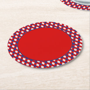 Porta-copo De Papel Redondo Vermelho,Branco,PORTAS COPOS de FESTA 1 PULP Argyl