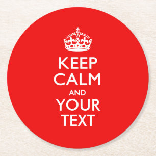 Porta-copo De Papel Redondo Vermelho Clássico mantenha CALM E seu texto para