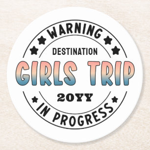 Porta-copo De Papel Redondo Viagem Personalizada de Meninas em Andamento Gradi