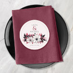 Porta-copo De Papel Redondo Vinatage Black Magenta Floral Elegante<br><div class="desc">Estas elegantes portas copos de casamento apresentam um belo design floral em magenta e branco preto.</div>