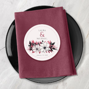 Porta-copo De Papel Redondo Vinatage Black Magenta Floral Elegante