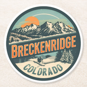 Porta-copo De Papel Redondo Vintage Breckenridge Colorado Montanha Rochosa