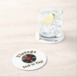 Porta-copo De Papel Redondo Vintage - De volta ao Vinyl, o recorde voltou