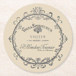 Porta-copo De Papel Redondo Vintage French Label Paper Porta copos