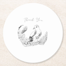 Porta-copo De Papel Redondo Vintage Garden Bird – Monochrome Elegant Floral