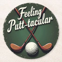 Porta-copo De Papel Redondo Vintage Golf Humor: Sentindo Putt-tacular