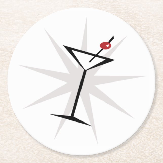 Porta-copo De Papel Redondo +[ Vintage Martini ]+ (Frente)