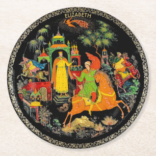 Porta-copo De Papel Redondo Vintage Retro Russo Fairy Tale Fantasy Colorido