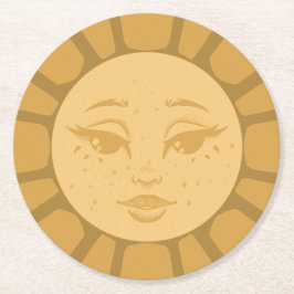 Porta-copo De Papel Redondo Vintage Sun Wedding Coaster