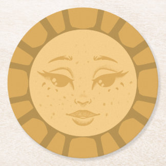 Porta-copo De Papel Redondo Vintage Sun Wedding Coaster