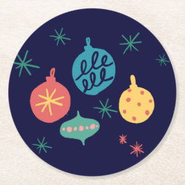 Porta-copo De Papel Redondo Vintagem Amarela Verde da Bola de Natal