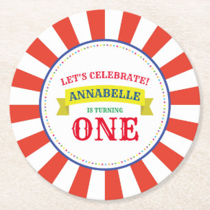 Porta-copo De Papel Redondo Vintagem de Festa de aniversário de Circus Cute Ki