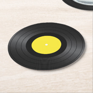 Porta-copo De Papel Redondo Vinyl Records Imagens Round Paper Porta copos