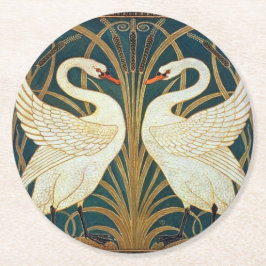 Porta-copo De Papel Redondo Walter Crane Swan, Rush E Iris Art Nouveau